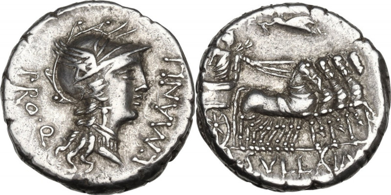 L. Manlius Torquatus. Denarius, mint moving with Sulla, 82 BC. Obv. L·MANLI - PR...