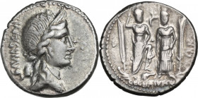 C. Egnatius Cn. f. Cn. n. Maxsumus. AR Denarius, 75 BC. Obv. MAXSVMVS. Diademed and draped bust of Libertas right; behind, pileus. Rev. Roma and Venus...