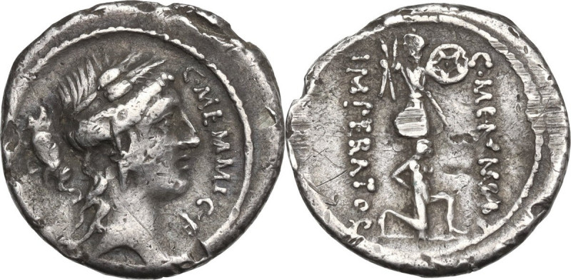 C. Memmius C.f. AR Denarius, 56 BC. Obv. C. MEMMI C.F. before head of Ceres righ...