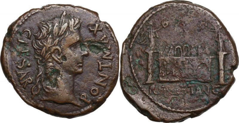 Augustus (27 BC - 14 AD) . AE As. Lugdunum mint. Struck 10-7(?) BC. Obv. CAESAR ...