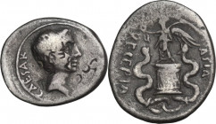 Augustus (27 BC - 14 AD). AR Quinarius, uncertain Italian or Ephesus mint, 29-28 BC. Obv. CAESAR [IMP VII] Bare head right. Rev. ASIA RECEPTA. Victory...
