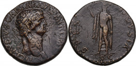 Claudius (41-54). AE Sestertius, 41-50 AD. Obv. TI CLAVDIVS CAESAR AVG PM T R P IMP. Laureate head right. Rev. SPES AVGVSTA SC. Spes advancing left, h...