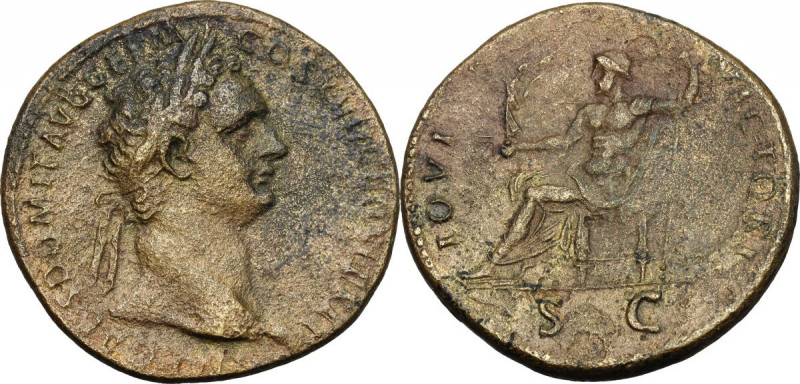 Domitian (81-96). AE Sestertius, 95-96 AD. Obv. IMP CAES DOMIT AVG GERM COS XVII...