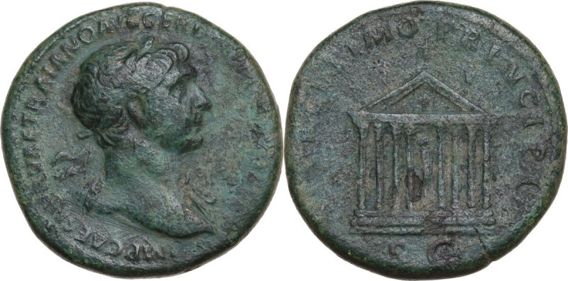 Trajan (98-117). AE Sestertius, 103-111 AD. Obv. IMP CAES NERVAE TRAIANO AVG GER...