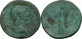 Trajan (98-117). AE Sestertius, 114-117 AD. Obv. IMP CAES NER TRAIANO OPTIMO AVG GER DAC PM TR P COS VI PP. Laureate and draped bust right. Rev. SENAT...