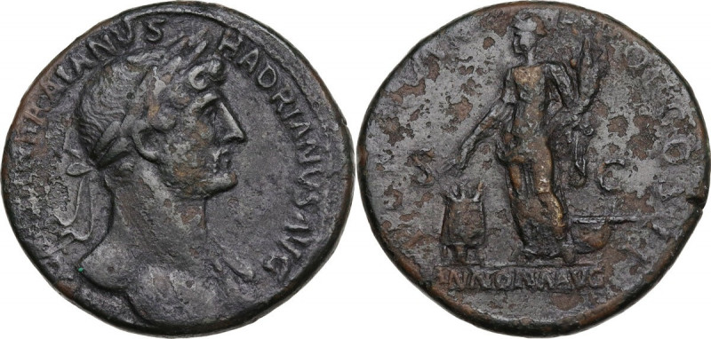 Hadrian (117-138). AE Sestertius, 118 AD. Obv. IMP CAESAR TRAIANVS HADRIANVS AVG...