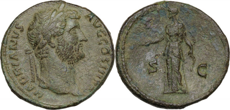 Hadrian (117-138). AE Sestertius, 134-138 AD. Obv. HADRIANVS AVG COS III PP. Lau...