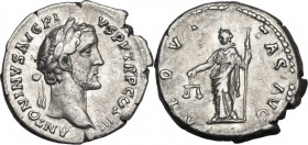 Antoninus Pius (138-161). AR Denarius, 140-143 AD. Obv. ANTONINVS AVG PIVS P P TR P COS III. Laureate head right. Rev. AEQVITAS AVG. Aequitas standing...