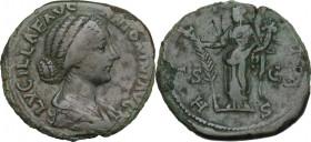 Lucilla, wife of Lucius Verus (died 183 AD). AE Sestertius, struck under Marcus Aurelius. Obv. LVCILLAE AVG ANTONINI AVG F. Draped bust right. Rev. HI...