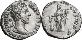 Commodus (177-192). AR Denarius, 181-182. Obv. M ANTONINVS COMMODVS AVG. Laureate head right. Rev. TR P VII IMP IIII COS III PP. Annona standing facin...