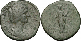 Manlia Scantilla, wife of Didius Julianus (died 193 AD.). AE Sestertius, 193 AD. Obv. MANLIA SCANTILLA AVG. Draped bust right, hair coiled on back of ...