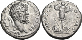 Septimius Severus (193-211). AR Denarius, Emesa mint, c. 194- 5 AD. Obv. IMP CAE L SEP SEV - PERT AVG COS II. Laureate head right. Rev. INVICT-O IMP. ...