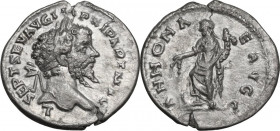 Septimius Severus (193-211). AR Denarius, Laodicea mint. Obv. L SEPT SEV AVG IMP XI PART MAX. Laureate bust right. Rev. ANNONAE AVGG. Annona standing ...