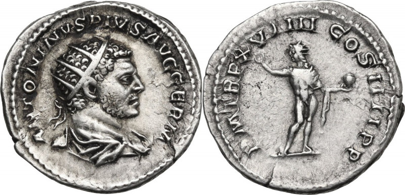 Caracalla (198-217). AR Antoninianus. Obv. ANTONINVS PIVS AVG GERM. Radiate, dra...