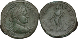 Caracalla (198-217). AE Sestertius, 213-214 AD. Rome mint. Obv. M AVR ANTONINVS PIVS FELIX AVG. Laureate, draped, and cuirassed bust right. Rev. PROVI...