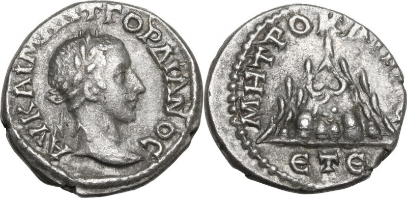 Gordian III (238-244 AD). AR Drachm, Caesarea mint, Cappadocia. Obv. ΑΥ ΚΑΙ Μ ΑΝ...