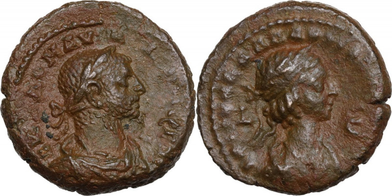 Aurelian, with Vabalathus (270-275). BI Tetradrachm, Alexandria mint, Egypt. Yea...