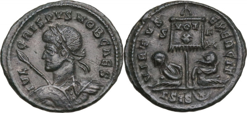 Crispus Caesar (317-326). AE Follis, Siscia mint. Obv. IVL CRISPVS NOB CAES. Lau...