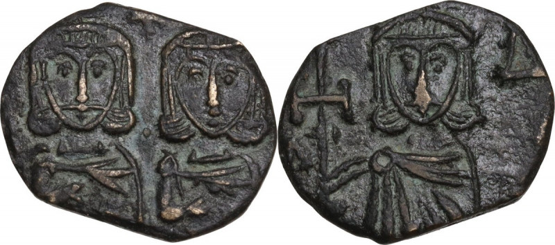 Constantine V Copronymus with Leo IV (751-775). AE Follis. Syracuse mint, 751-77...