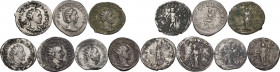 The Roman Empire. Multiple lot of seven (7) unclassified AR Antoniniani, from Gordian III to Trebonianus Gallus. AR. Interesting for quality and varie...