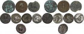 The Roman Empire. Multiple lot of eight (8) unclassified AR / AE coins, including: Vespasian, attractive uncleaned Dupondius; Galerius, Follis; Gordia...