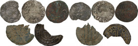 Toscana medievale. Lotto multiplo di cinque (5) tessere e monete. MI/AE.