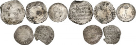 Lotto di cinque (5) monete: Bergamo Federico II denaro piano, Milano Gian Galeazzo Visconti sesino, Milano Gian Galeazzo Visconti soldo, Milano France...