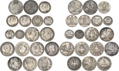 Lotto di diciotto (18) monete: 10 lire 1928 falso d'epoca, 10 lire 1929, 10 lire 1930 falso d'epoca, 5 lire 1927, 5 lire 1928, 5 lire 1929, 2 lire 189...