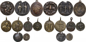 Lotto di nove (9) medaglie devozionali. Varie epoche. AE.