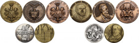 Lotto di 5 medaglie celebranti personaggi illustri della Provincia di Palermo. AG/AE. Una in argento 986%, peso 90 gr.