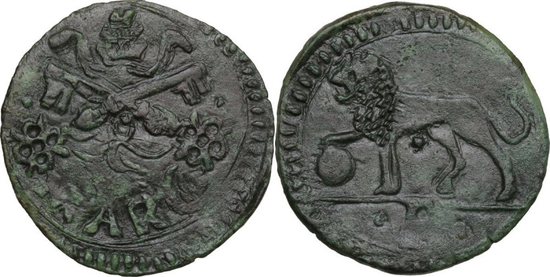 Ancona. Leone X (1513-1521), Giovanni de' Medici. Quattrino. CNI 115; M. 91; Dub...