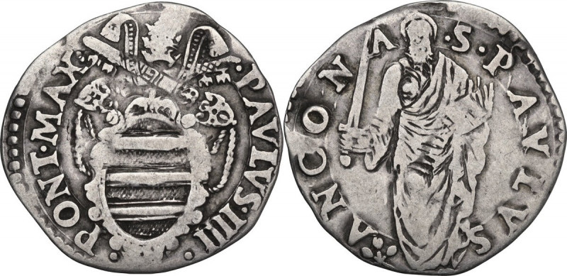 Ancona. Paolo IV (1555-1559), Giampietro Carafa. Giulio. Ser. 221; M. 41; Dubbin...