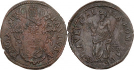 Roma. Paolo V (1605-1621) Camillo Borghese. Quattrino A. II. CNI 131; M. 149; Berm. 1583. AE. 3.34 g. 24.00 mm. SPL.