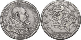 Roma. Urbano VIII (1623-1644) Maffeo Barberini. Piastra A. XII. CNI -; M. 37; Berm. 1712. AG. 31.48 g. 42.00 mm. BB/qBB.