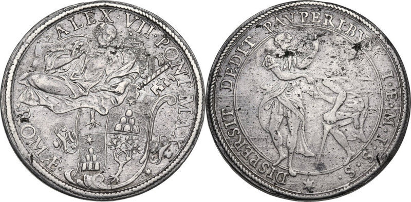 Roma. Alessandro VII (1655-1657), Fabio Chigi. Piastra. Ser. 7; M. 7 Var. I; Ber...