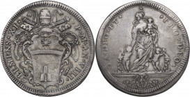 Roma. Clemente XI (1700-1721), Giovanni Francesco Albani. Testone A. VIII. Ser. 94; M. 60 var; Berm. 2393. AR. 33.00 mm. R. BB+.