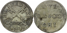 Roma. Benedetto XIV (1740-1758), Prospero Lambertini. Muraiola da due baiocchi 1748. CNI 230; M. 159b; Berm. 2776. MI. 1.48 g. 20.00 mm. BB.