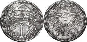 Roma. Sede Vacante (1758), Camerlengo Cardinal Girolamo Colonna. Grosso. CNI 8; M. 5; Berm. 2888. AG. 1.21 g. 20.00 mm. BB.