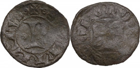 Spoleto. Monetazione anonima della Repubblica (sec. XIV-XV). Sestino. CNI tav. XVI, 6. MI. 0.78 g. 18.00 mm. RR. Leggera ondulazione del tondello. MB+...