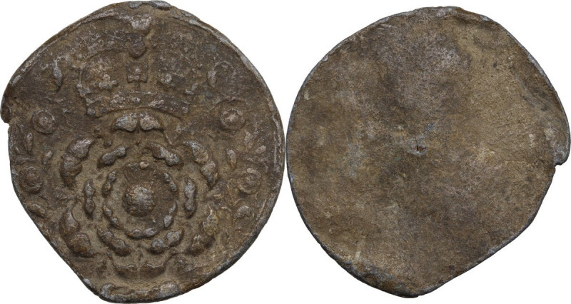 Venezia. Tappo di teriaca, XIV-XV sec. PB. 19.56 g. 41.50 mm. Rosa coronata. BB.