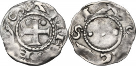 Amedeo III (1103-1148). Denaro secusino I tipo, Susa. MIR (Savoia) 15; Sim. 5; Biaggi 9. AG. 1.08 g. 18.50 mm. BB.