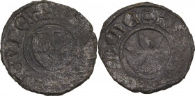 Aimone (1329-1343). Forte bianco escucellato. MIR (Savoia) 66d; Sim. 8/3; Biaggi 57. MI. 0.75 g. 16.00 mm. RR. qBB.