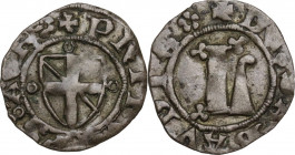 Ludovico d'Acaja (1402-1418). Forte I tipo, Torino. MIR (Savoia, collaterali) 46; Sim. 6; Biaggi 35. MI. 1.06 g. 17.00 mm. R. BB.