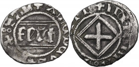 Amedeo VIII Duca (1416-1440). Quarto di grosso II tipo, Chambery. MIR (Savoia) 143a; Sim. 39; Biaggi 127c. MI. 1.00 g. 18.50 mm. qBB.