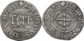 Amedeo VIII Duca (1416-1440). Quarto di grosso II tipo (savoiardo), Torino. MIR (Savoia) 143i; Sim. 39; Biaggi 127f. MI. 1.38 g. 20.00 mm. SPL.