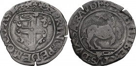 Emanuele Filiberto Conte di Asti (1538-1559). Cavallotto II tipo, Asti. MIR (Savoia) 476 var; Sim. 7; Biaggi 401. MI. 3.14 g. 24.00 mm. RR. BB+/BB.