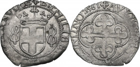 Emanuele Filiberto Duca (1559-1580). Grosso IV tipo 1561, zecca sconosciuta. MIR (Savoia) 532f; Sim. 56/7; Biaggi 448. MI. 1.93 g. 22.00 mm. BB+.