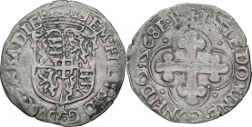 Emanuele Filiberto Duca (1559-1580). Soldo II tipo 1568 E B, Chambery. MIR (Savoia) 534aa; Sim. 58; Biaggi 450v. MI. 1.90 g. 22.00 mm. Bel BB.