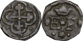 Emanuele Filiberto Duca (1559-1580). Quarto di soldo I tipo, Chambery. MIR (Savoia) 547f; Sim. 69; Biaggi 461. MI. 0.91 g. 15.00 mm. BB+.