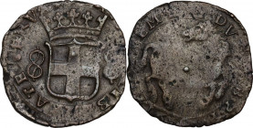 Carlo Emanuele I (1580-1630). Cavallotto III tipo 1614, Torino. MIR (Savoia) 658d; Sim. 66; Biaggi 554e. MI. 2.25 g. 20.00 mm. MB+/BB.